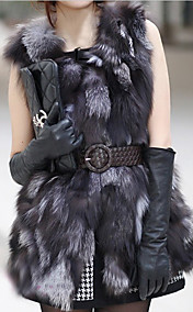 Elegant Collarless Fox Fur Party/ Career Vest