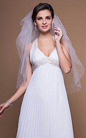 Marvelous 4 Layers Elbow Wedding Veil With Cut Edge