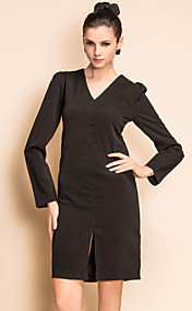 TS Simplicity V Neck Open Slit Sheath Dress