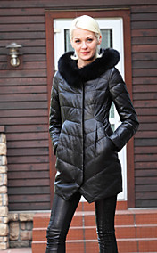 Excellent Lambskin Leather Fox Fur Collar Winter/Fashion Coat