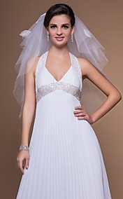 Gorgeous 4 Layers Elbow Wedding Veil With Cut Edge