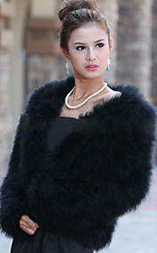 Gorgeous Long Sleeve Collarless Ostrich Fur Casual/Party Jacket