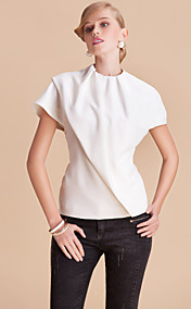 TS Simplicity Round Collar Solid Cutting Blouse Top