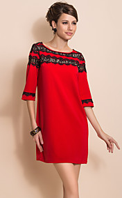 TS Contrast Collar Lace Stitching Three Quarter Dress