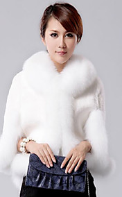 3/4 Sleeve Fox Fur Shawl Collar Rex Rabbit Fur Casual/Office Jacket (More Colors)