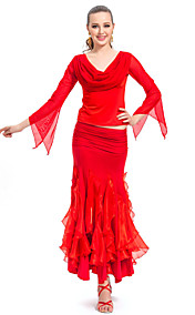 dancewear viskose / tyll ballroom latin dans skjørt og topp for damer flere farger