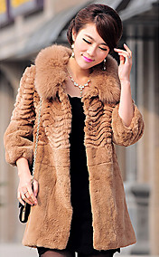 3/4 Sleeve Fox Fur Turndown Collar Rabbit Fur Casual/Party Coat (More Colors)