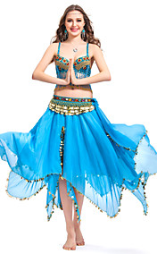 dancewear de la gasa con rebordear monedas / rendimiento superior del vientre / correa / falda para las damas más colores