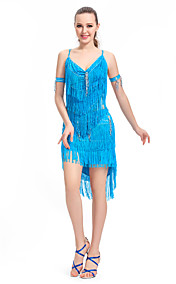 rendimiento poliéster dancewear vestido con cristal y borlas baile latino para las damas más colores