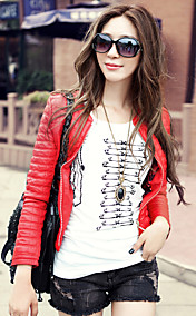 Fashion Long Sleeve Collarless PU Casual/Party Jacket(More Colors)