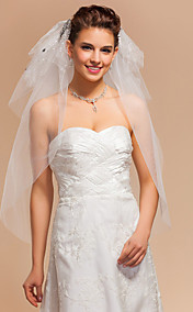 Three-tier Elbow Wedding Veils With Cut Edge