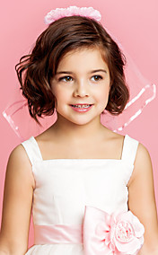 Two-tier Elbow Wedding Flower Girl Veil With Ribbon Edge