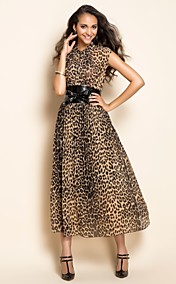 TS Leopard Belt Midi Dress