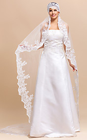 Elégant 1 couche chapelle Voiles avec dentelle Applique bord