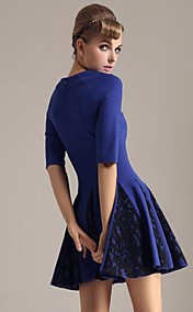 TS VINTAGE Lace Stitching Swing Dress