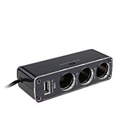  Translucent 1-to-3 Cigarrete Socket Power Splitter with USB Port