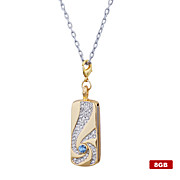  8GB Crystal Pendant Style USB Flash Drive Necklace (Gold)