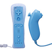  Remote en Nunchuk Controller met hoesje voor Wii (blauw)