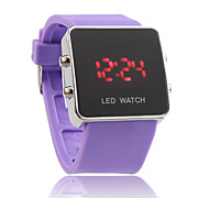  Silicone Band Women Men Unisex Jelly Sport Style Square LED Wrist Watch - Purple