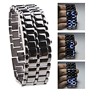  Cobra Style Iron Sport Unisex Blue LED Faceless Wrist Watch - Black
