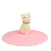  sellado de la cubierta del gato adorable taza (gato amarillo y tapa de color rosa)