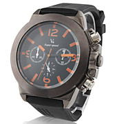  Men's Sport PC Quartz Wrist Watch with Black Silicone Band