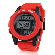  Waterproof Sporty Single Movement Digital Stop Watch with Night Light - Red