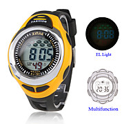  Waterproof Cold-Light Watch with Chronograph Calendar and Alarm - Black
