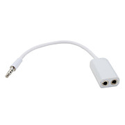  3.5mm Earphone Cable Splitter for iPhone (Male to Dual Female, White)