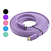  15FT Flat HDMI Cable 1.4v 1080p Ethernet 3D (5m, Assorted Colors)