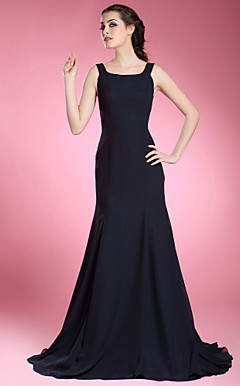 Trumpet/ Mermaid Scoop Sweep/ Brush Train Chiffon Mother of the Bride Dress