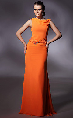 Chiffon Sheath/ Column Jewel Floor-length Evening Dress inspired by Christina Hendricks at Emmy Award