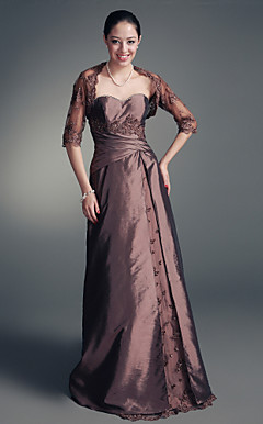 A-line Sweetheart Floor-length Taffeta Satin Mother of the Bride Dress With A Wrap