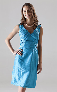Sheath/Column V-neck Knee-length Taffeta Bridesmaid/Wedding Party/Homecoming Dress