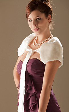 Faux Fur Special Occasion/ Wedding Shawl With Ribbons