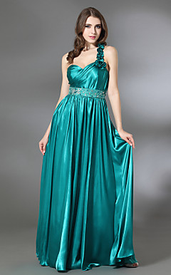 Sheath/ Column One Shoulder Floor-length Charmeuse Evening Dress
