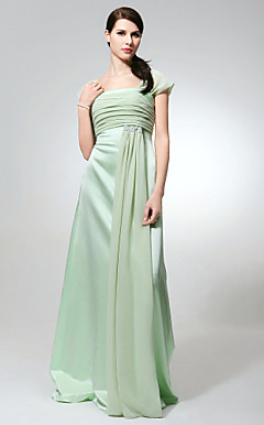 Sheath/ Column Square Floor-length Chiffon Satin Bridesmaid Dress