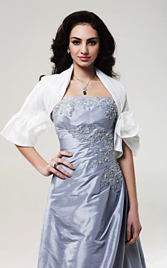 3/ 4-Length Sleeves Taffeta Bridal Jacket/ Wedding Wrap