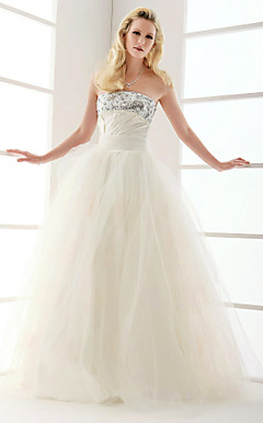 Ball Gown Strapless Floor-length Tulle Wedding Dress