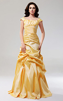 A-line Off-the-shoulder Floor-length Taffeta Evening Dress