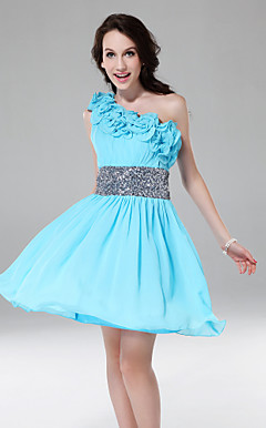 Chiffon A-line One Shoulder Knee-length Chiffon Cocktail Dress inspired by Meghan Linsey