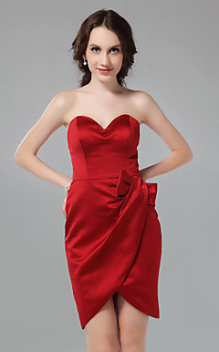 Sheath/Column Sweetheart Short/Mini Satin Bridesmaid Dress