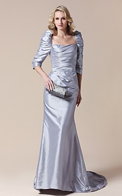 Taffeta Sheath/ Column Square Sweep Train Evening Dress inspired by Helen Mirren at the 83rd Oscar