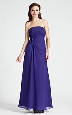 Sheath/Column Strapless Floor-length Chiffon Bridesmaid Dress
