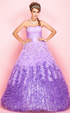 Ball Gown Sweetheart Sweep/Brush Train Tulle Evening/Prom Dress