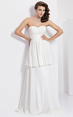 schede / column sweetheart strapless vloer-length chiffon avondjurk
