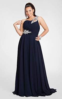 Sheath/Column One Shoulder Floor-length Chiffon Evening Dress