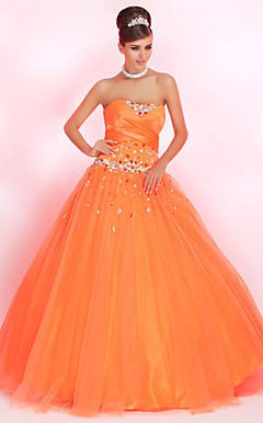 Ball Gown Strapless Floor-length Tulle Prom Dress
