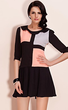 ts fargeblokk crimp kjole