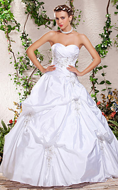 Ball Gown Sweetheart senza spalline pavimento-lunghezza del pick-up abito da sposa bordatura